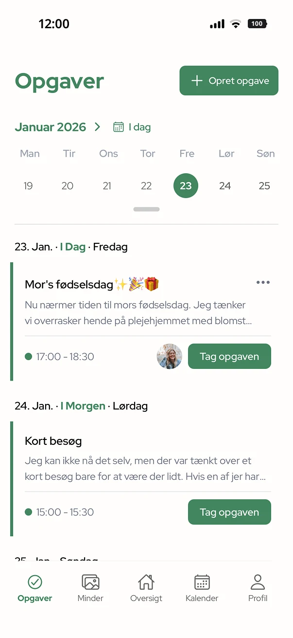 Aldra App — Opgaver